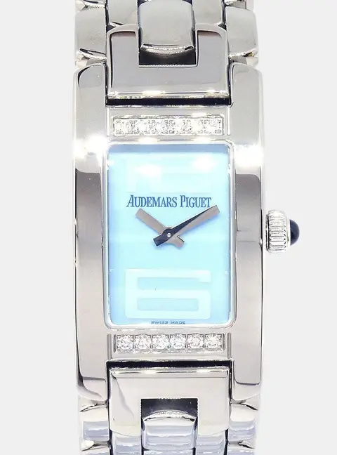 Audemars Piguet Blue Stainless Steel Diamond Promesse 67259ST Quartz Women's Wristwatch 20mm
