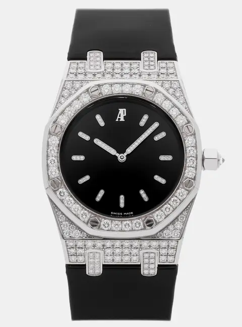 Audemars Piguet Royal Oak  77220BC.ZZ.D004CU.01 black white gold automatic Women's Wristwatch 33 mm