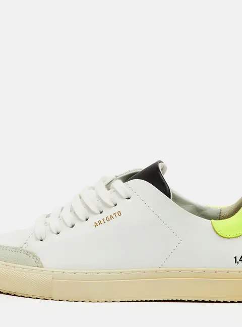 Axel Arigato White/Neon Leather Clean 90 Low Top Sneakers Size 36