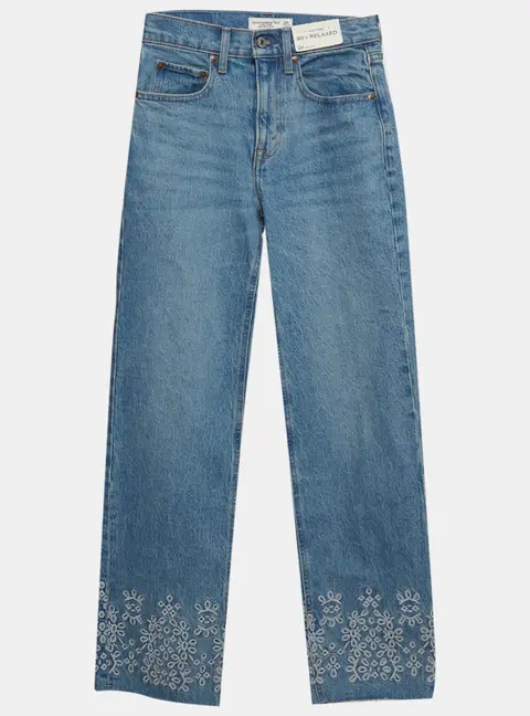 Abercrombie & Fitch Blue Denim 90's Relaxed High Rise Jeans S/Waist 24"