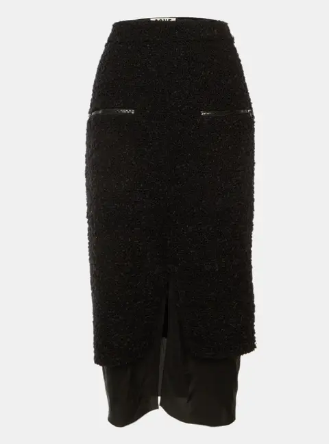Acne Studios Black Wool Boucle Fitted Midi Skirt M