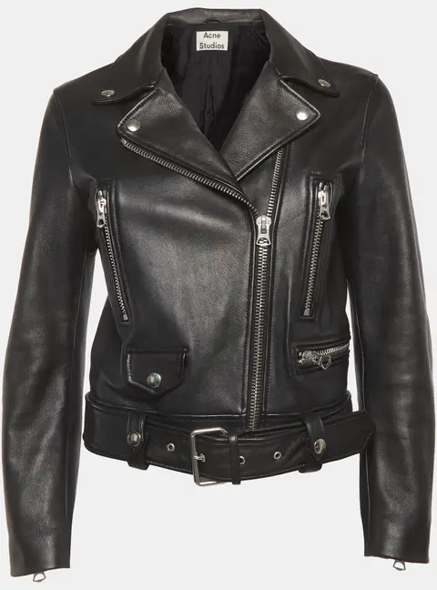Acne Studios Black Leather Mock Biker Jacket S