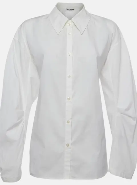Acne Studios White Cotton Poplin Button Up Cut Out Shirt M
