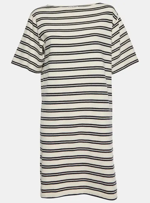 Acne Studios White/Blue Dodora Striped Jersey T-Shirt Dress M