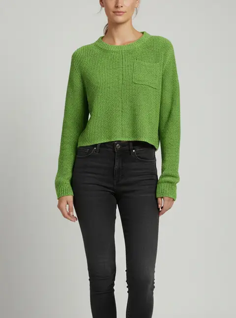 Acne Studios Green/Black Rib Knit Cropped Sweater L