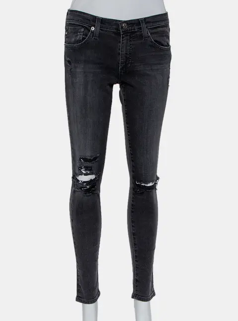Adriano Goldschmied Dark Grey Denim Distressed Skinny Ankle Length Jeans M