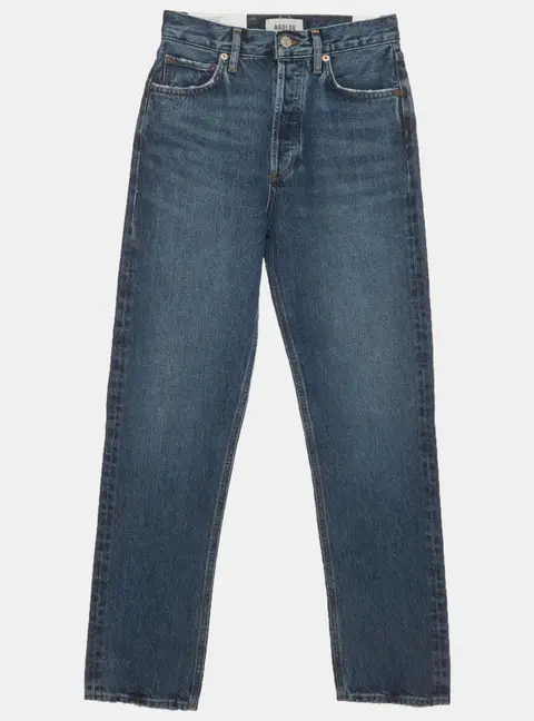Agolde Blue Denim Distressed Straight Fit Jeans XS/Waist 24"
