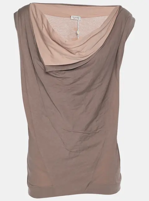 Agnona Beige Cotton Sleeveless Top Set L