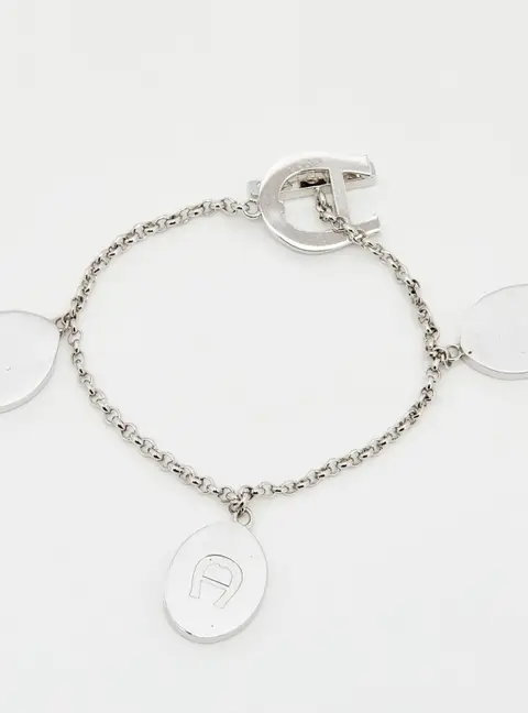 Aigner Crystals Mother of Pearl Silver Tone Metal Bracelet