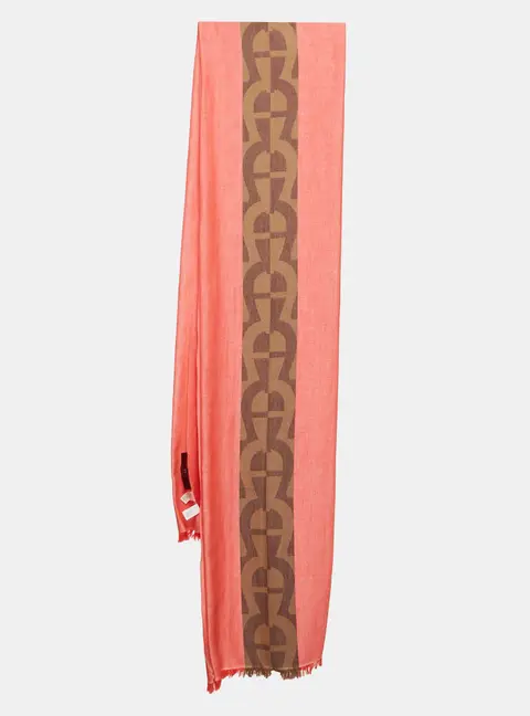 Aigner Red Monogram Stripe Cotton Stole
