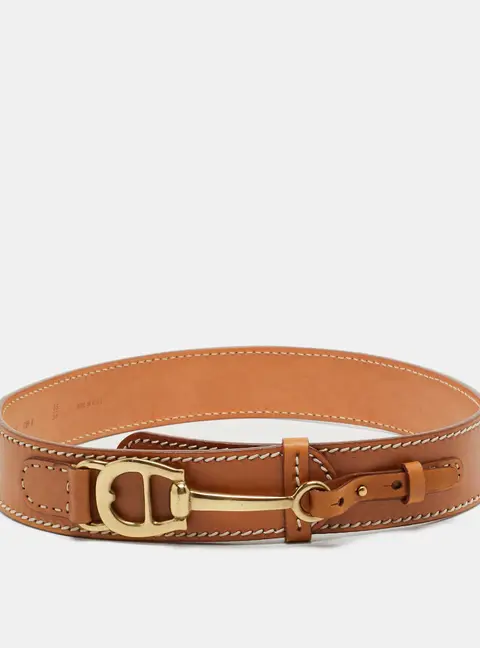Aigner Tan Leather Logo Waist Belt 85 CM