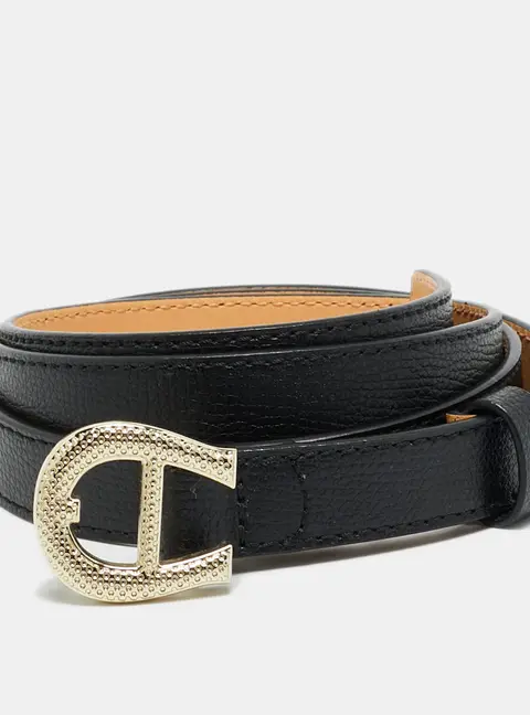 Aigner Logo Buckle 100CM Belt Black Leather