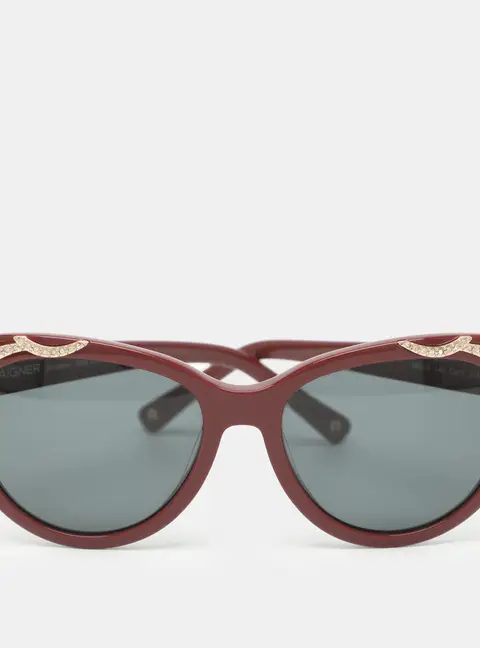 Aigner Black Acetate 35076 Crystal Embellished Cat-Eye Sunglasses