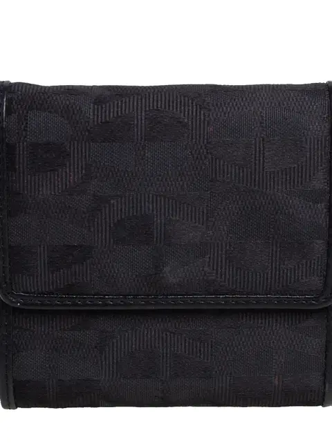 Aigner Black Canvas and Leather Trim Trifold Wallet