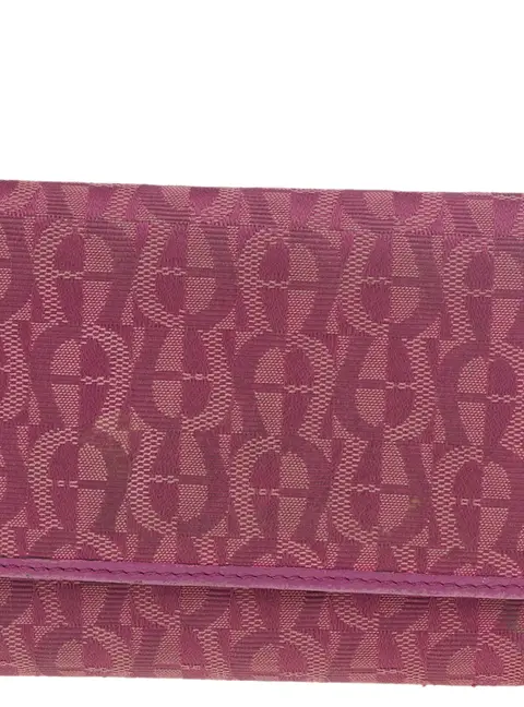 Aigner Magenta Signature Canvas and Leather Trifold Wallet