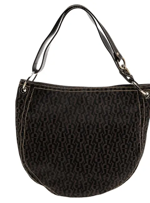 Aigner Brown Signature Nylon and Leather Small Hobo