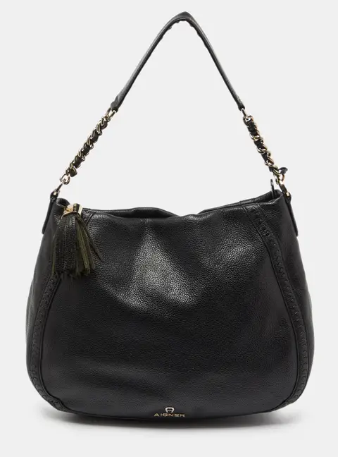 Aigner Black Leather Hobos