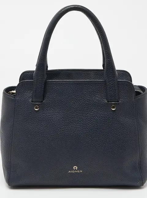 Aigner Cybill Blue Leather Tote Bag