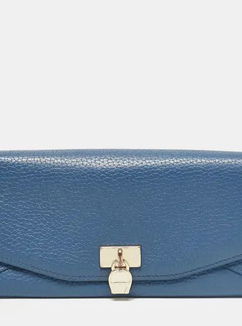 Aigner Blue Leather Logo Flap Continental Wallet