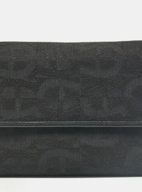 Aigner Black Monogram Fabric and Leather Trifold Wallet
