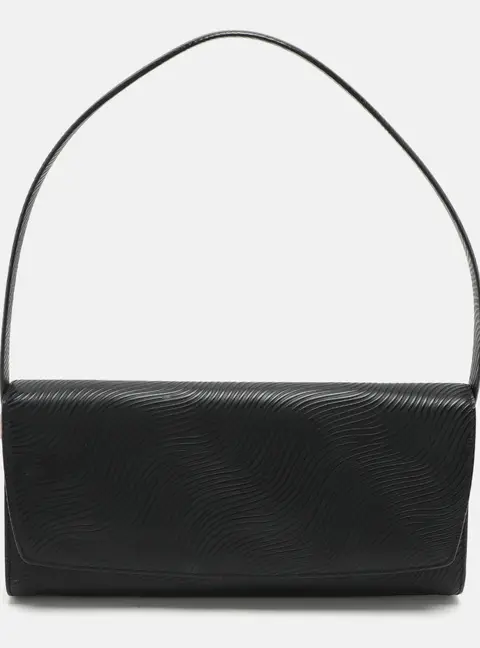Aigner Black Textured Leather Flap Shoulder Bag
