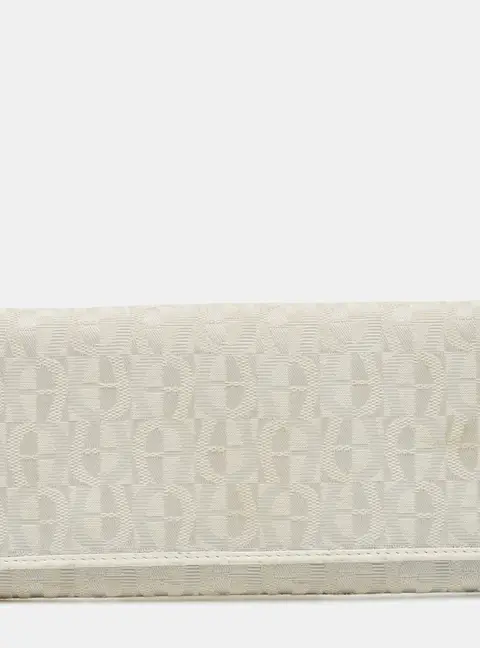 Aigner Off White Monogram Canvas and Leather Flap Continental Wallet