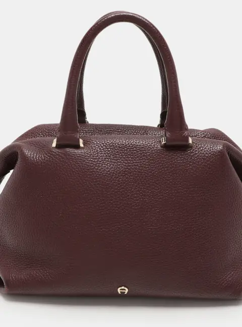 Aigner Burgundy Leather Dome Satchel