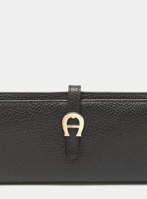 Aigner Black Leather Cybill Banknote Continental Wallet