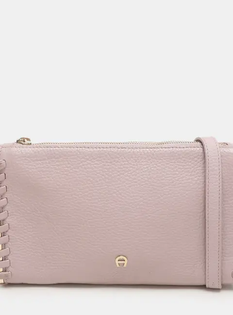 Aigner Lilac Leather Top Zip Shoulder Bag
