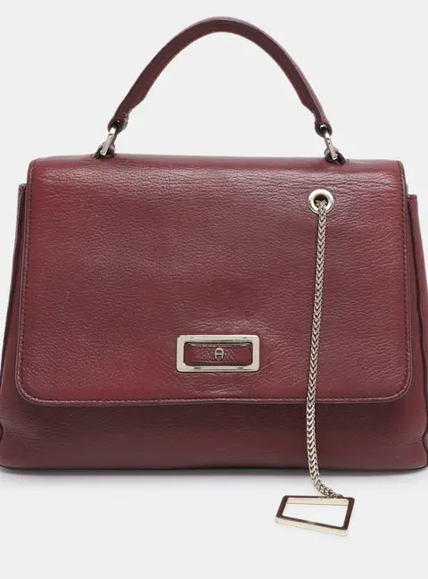 Aigner Burgundy Leather Flap Isabella Top Handle Bag