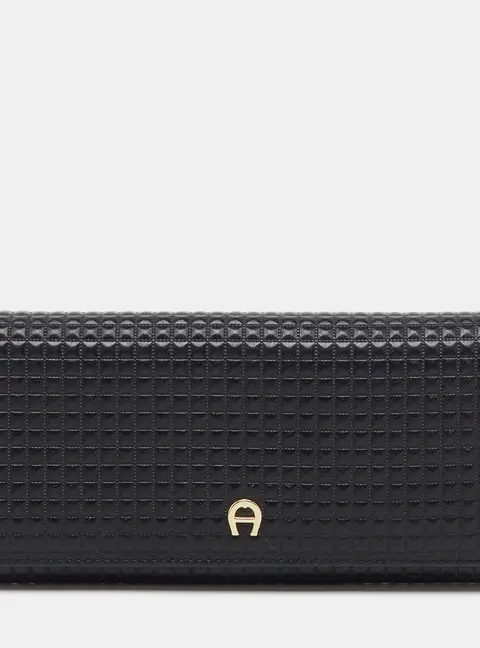 Aigner Black Leather Flap Continental Wallet