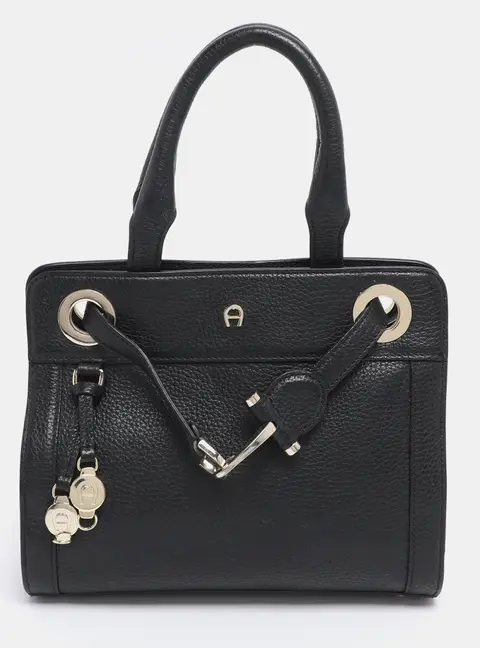 Aigner Cavallina Black Leather Tote Bag