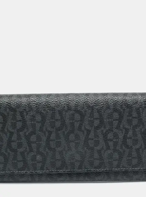 Aigner Black Signature Coated Canvas Flap Continental Wallet