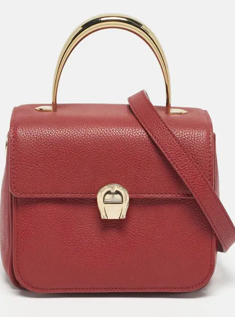 Aigner Genoveva Red Leather Top Handle Bags