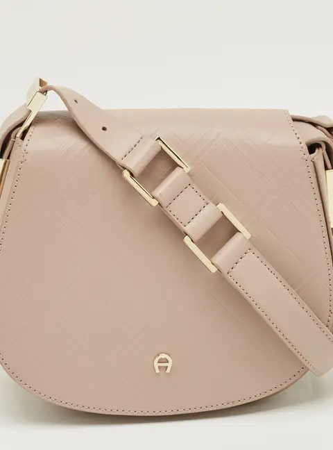 Aigner Vittoria Old Rose Embossed Leather Shoulder Bag