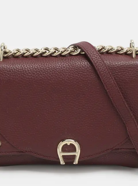Aigner Diadora Mini Burgundy Leather Crossbody Bag