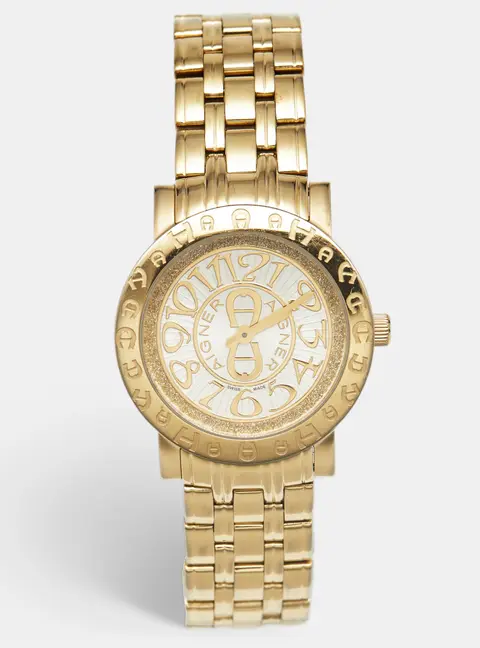 Aigner Cortina A26300 Champagne Dial Yellow Gold Plated Stainless Steel Women's Wristwatch 36 mm