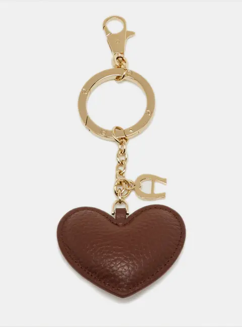 Aigner Brown/Beige Leather Heart Key Chain