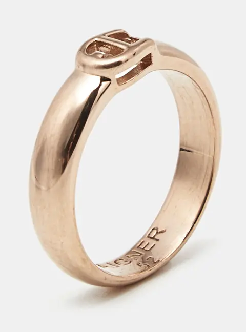 Aigner Logo Rose Gold Tone Ring Size 52