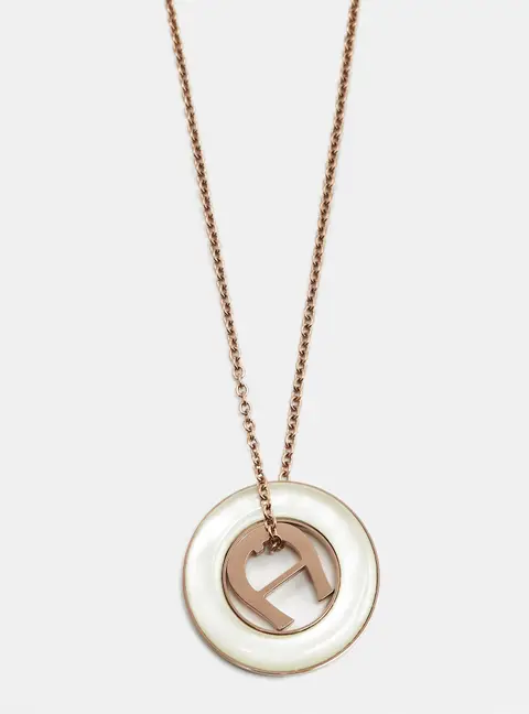 Aigner Logo Composite Rose Gold Tone Necklace