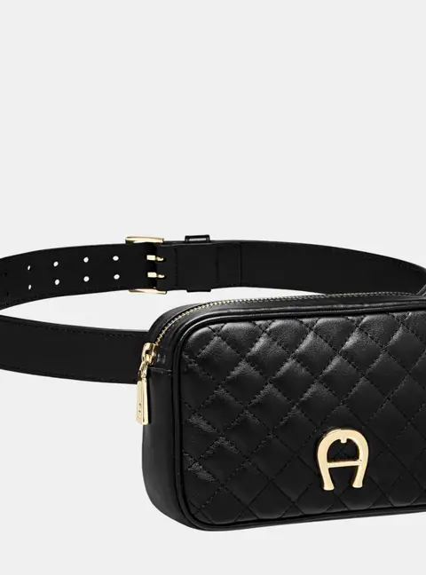 Aigner Garda S Black Quilted Leather Belt Bag