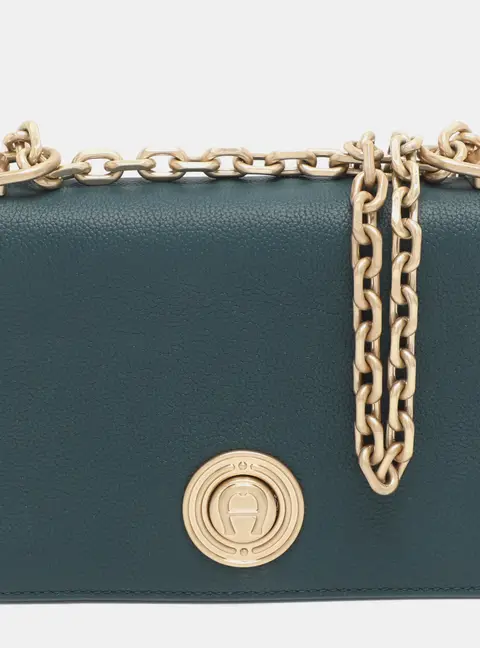 Aigner Leeloo Green Leather Shoulder Bag