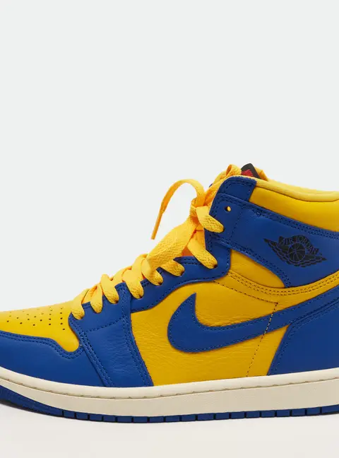 Air Jordans Jordan 1 Retro OG Reverse Laney Size 40 Blue/Yellow Leather High Top Sneakers