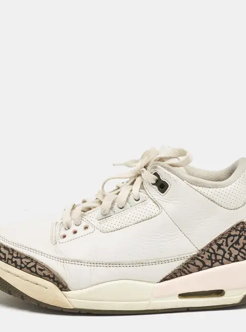 Air Jordan White Leather Jordan 3 Retro Neapolitan Dark Mocha Sneakers Size 41