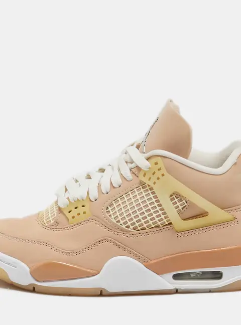 Air Jordans Beige Durabuck Leather Jordan 4 Retro Shimmer Sneakers Size 38