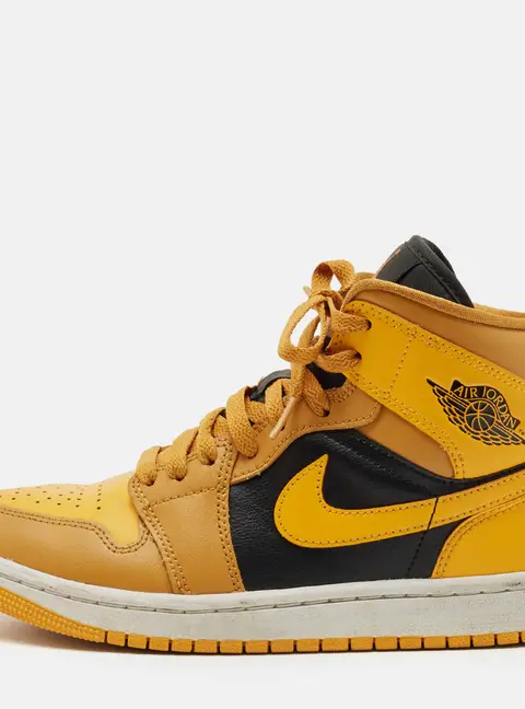 Air Jordans Multicolor Leather Jordan 1 Mid Chutney Taxi Sneakers Size 37.5