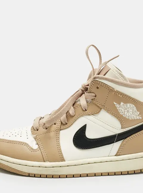 Air Jordans Multicolor Leather Jordan 1 Mid SE Desert Sail Sneakers Size 37.5