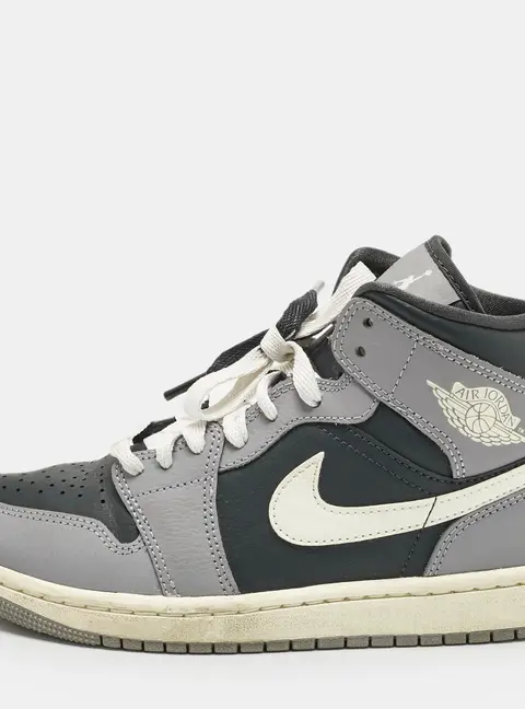 Air Jordans Multicolor Leather Jordan 1 Mid Cement Grey Sneakers Size 37.5