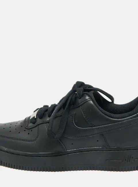 Air Jordans Black Leather Air Force 1 Lace Up Sneakers Size 36