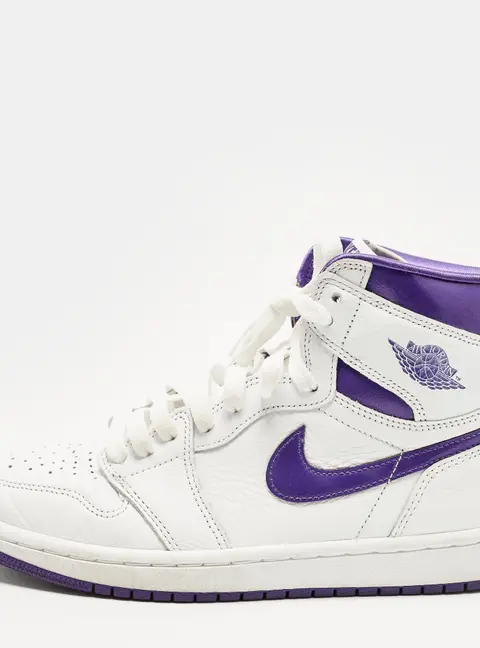Air Jordans Jordan 1 Retro Court Purple Size 38.5 White/Purple Leather High Top Sneakers